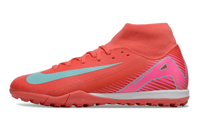 Men's Nike Air Zoom Mercurial Superfly 10 Elite TF Artificial Turf High-Tops Football Shoes - Red/Jade/Pink