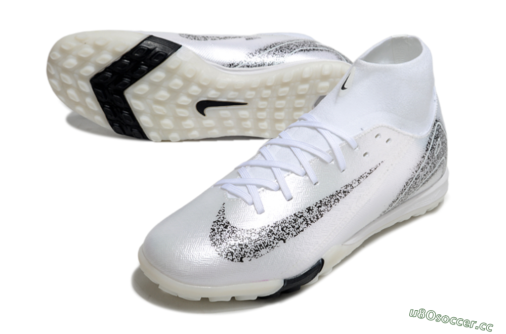 Men's Nike Air Zoom Mercurial Superfly 10 Elite TF Artificial Turf High-Tops Football Shoes - White/Black/Beige 3