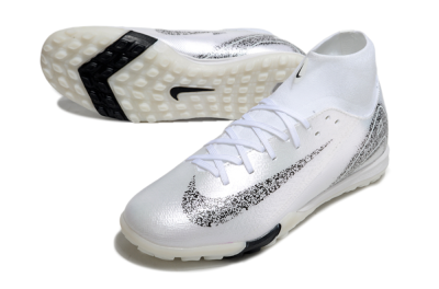 Men's Nike Air Zoom Mercurial Superfly 10 Elite TF Artificial Turf High-Tops Football Shoes - White/Black/Beige
