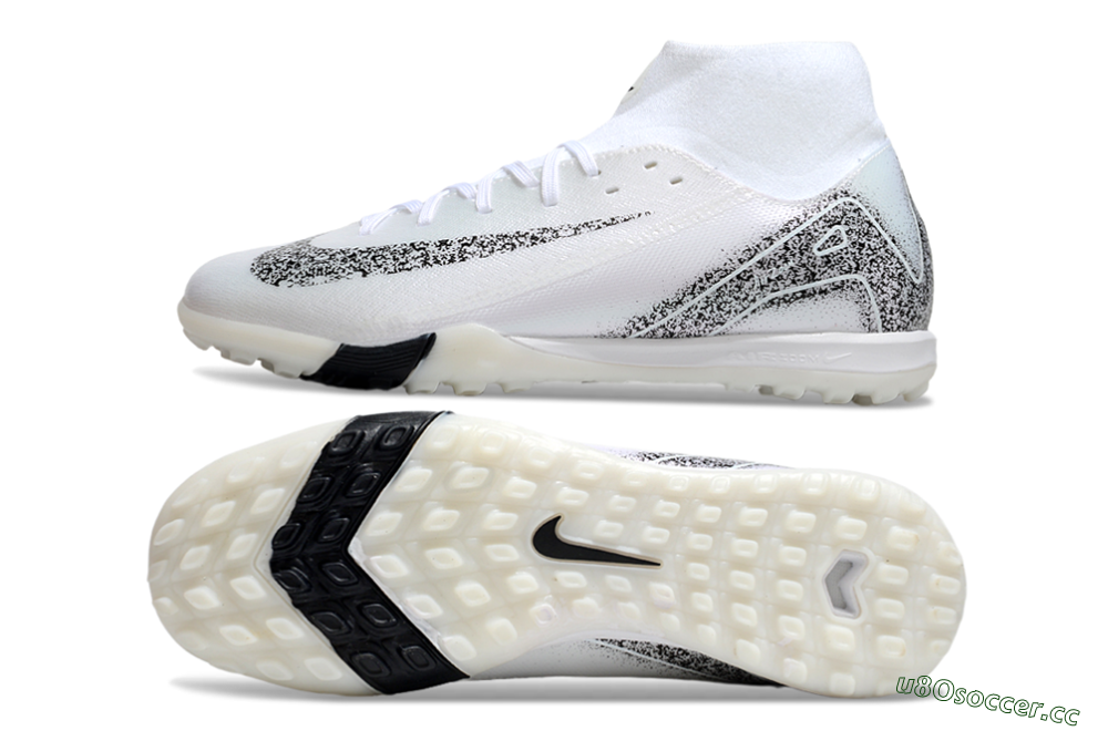 Men's Nike Air Zoom Mercurial Superfly 10 Elite TF Artificial Turf High-Tops Football Shoes - White/Black/Beige 1