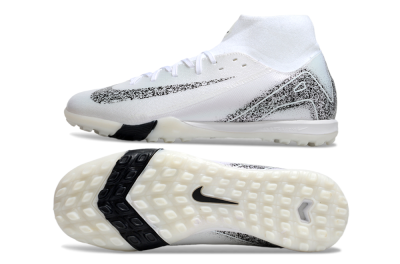 Men's Nike Air Zoom Mercurial Superfly 10 Elite TF Artificial Turf High-Tops Football Shoes - White/Black/Beige