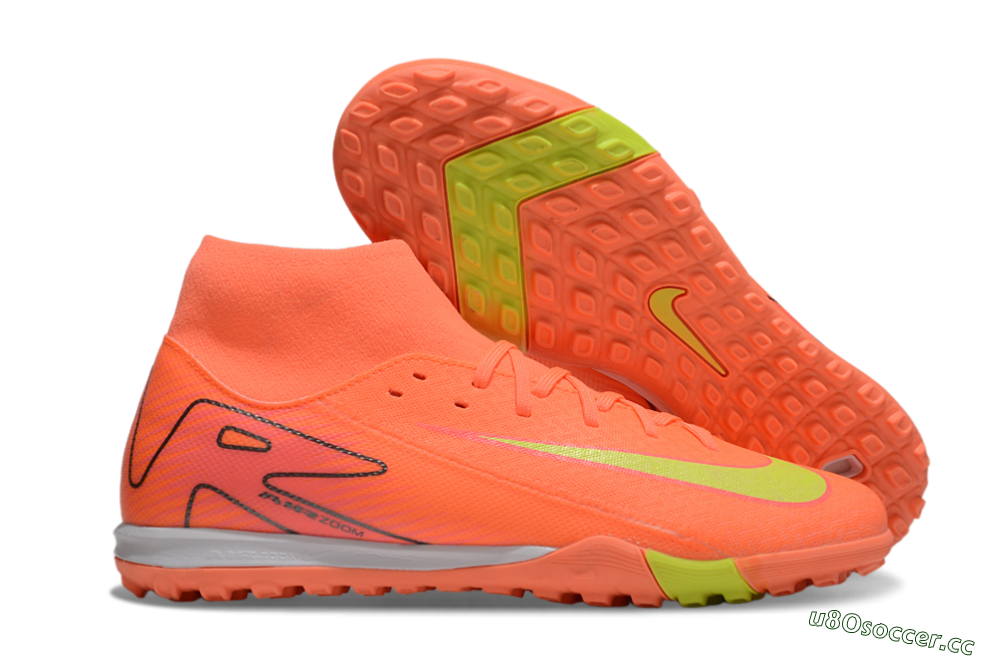 Men's Nike Air Zoom Mercurial Superfly 10 Elite TF Artificial Turf High-Tops Football Shoes - Red/Yellow/White 2