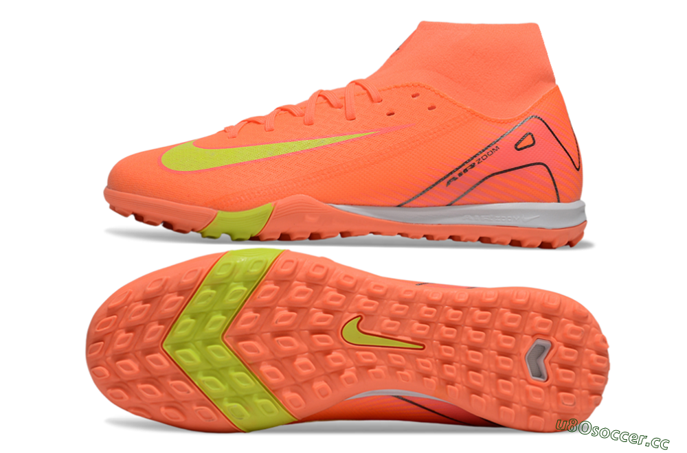 Men's Nike Air Zoom Mercurial Superfly 10 Elite TF Artificial Turf High-Tops Football Shoes - Red/Yellow/White 1