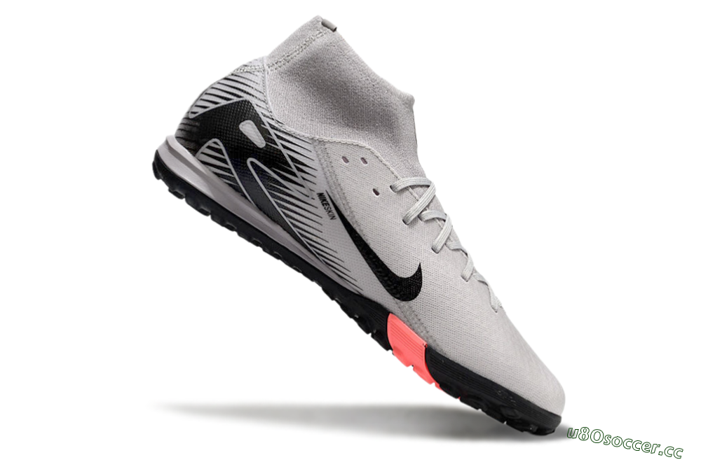 Men's Nike Air Zoom Mercurial Superfly 10 Elite TF Artificial Turf High-Tops Football Shoes - Grey/Black/Pink 4