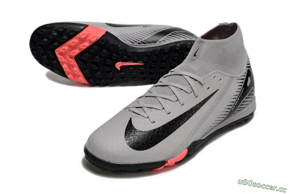 Men's Nike Air Zoom Mercurial Superfly 10 Elite TF Artificial Turf High-Tops Football Shoes - Grey/Black/Pink 3