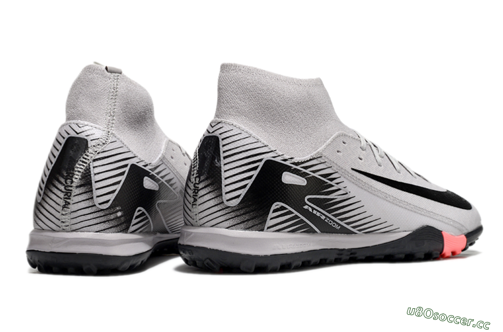 Men's Nike Air Zoom Mercurial Superfly 10 Elite TF Artificial Turf High-Tops Football Shoes - Grey/Black/Pink 6
