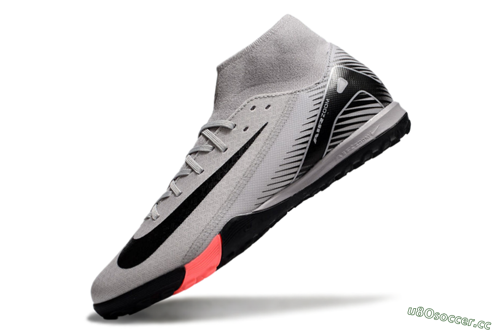 Men's Nike Air Zoom Mercurial Superfly 10 Elite TF Artificial Turf High-Tops Football Shoes - Grey/Black/Pink 5