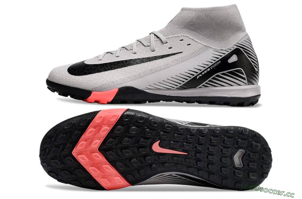 Men's Nike Air Zoom Mercurial Superfly 10 Elite TF Artificial Turf High-Tops Football Shoes - Grey/Black/Pink 1
