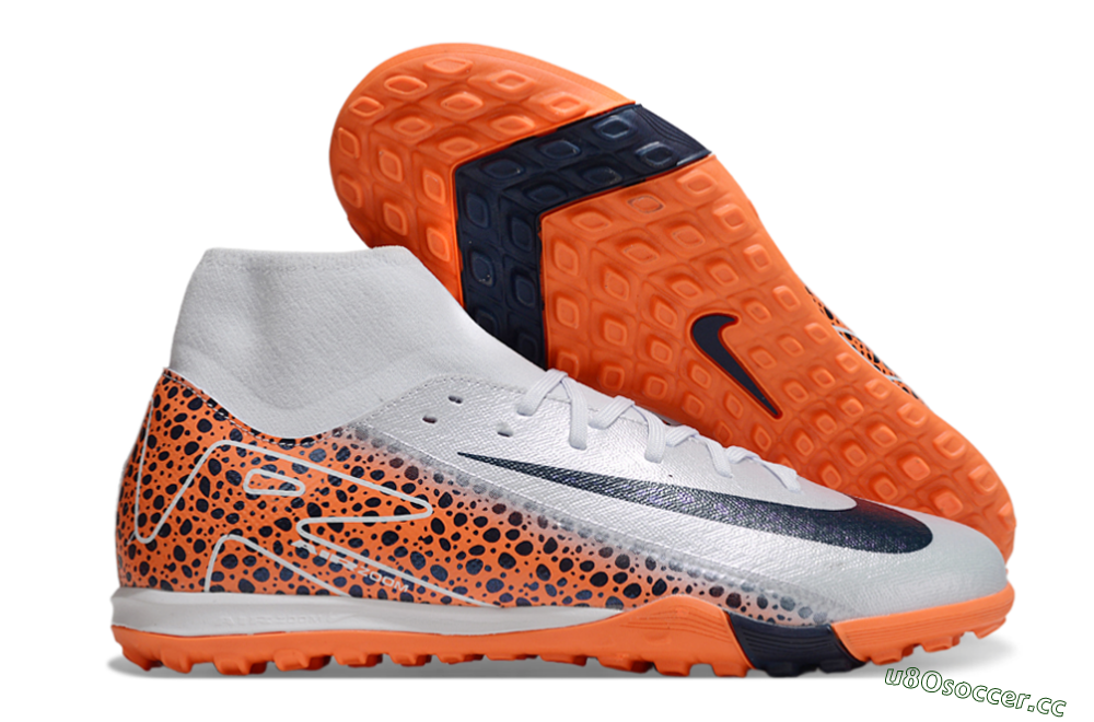 Men's Nike Air Zoom Mercurial Superfly 10 Elite TF Artificial Turf High-Tops Football Shoes - Grey/Black/Leopard 2