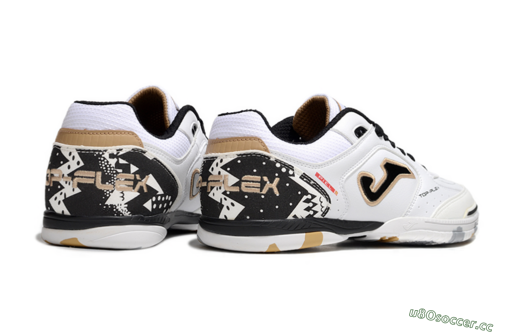Men's Joma Top Flex IC Indoor & Futsal Low-Tops Football Shoes - White/Black/Gold 6