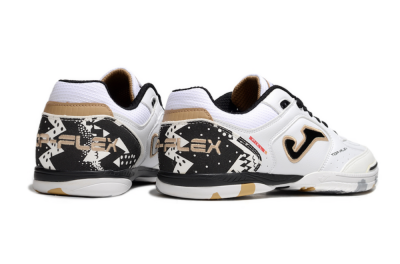 Men's Joma Top Flex IC Indoor & Futsal Low-Tops Football Shoes - White/Black/Gold