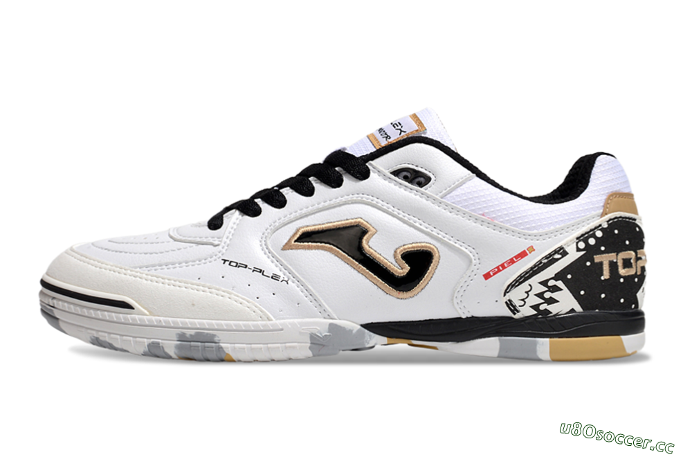 Men's Joma Top Flex IC Indoor & Futsal Low-Tops Football Shoes - White/Black/Gold 0