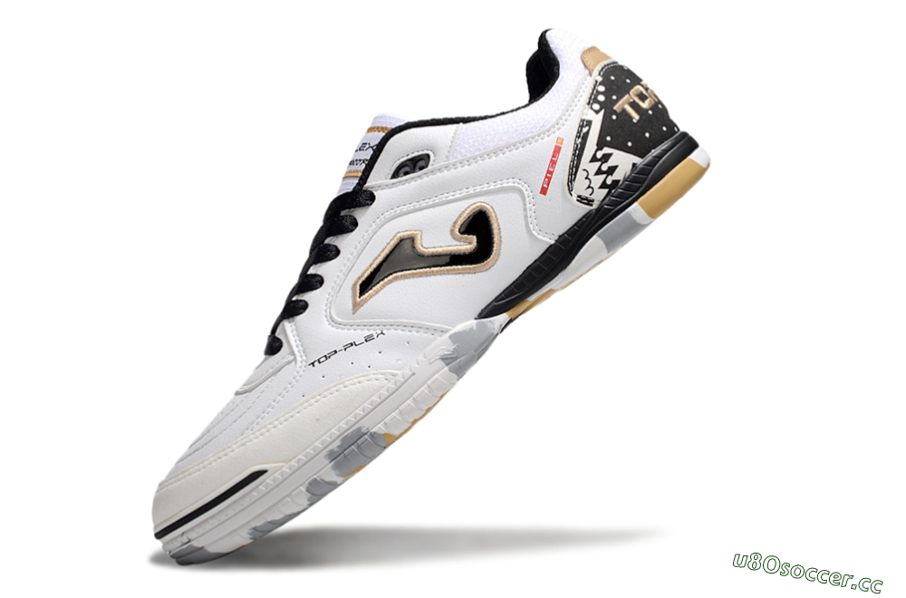 Men's Joma Top Flex IC Indoor & Futsal Low-Tops Football Shoes - White/Black/Gold 5