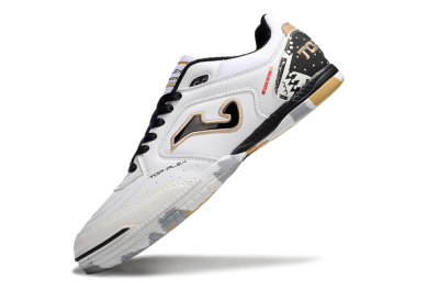 Men's Joma Top Flex IC Indoor & Futsal Low-Tops Football Shoes - White/Black/Gold