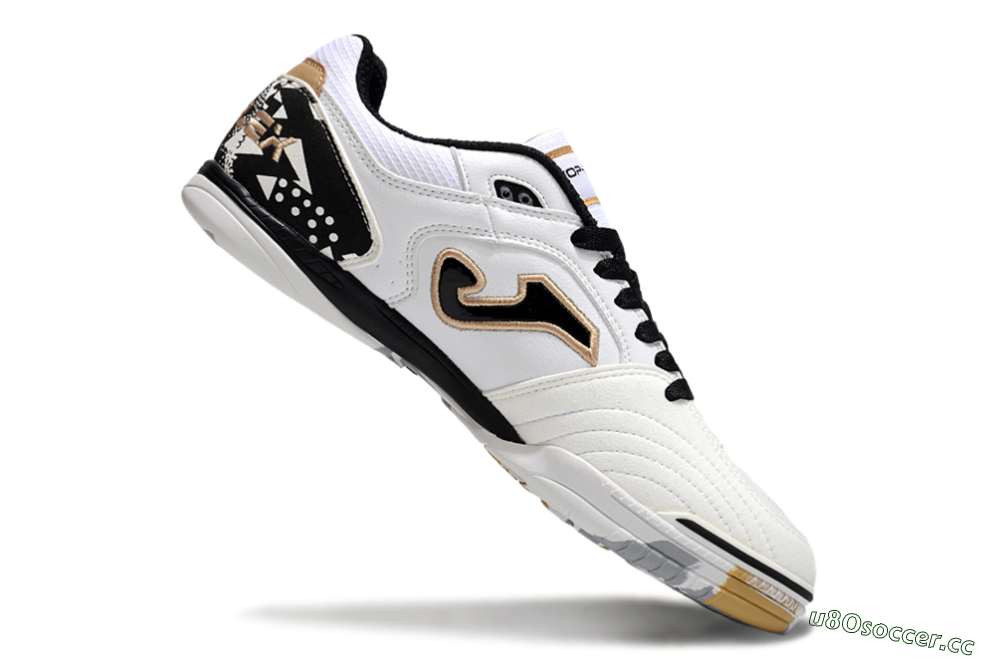 Men's Joma Top Flex IC Indoor & Futsal Low-Tops Football Shoes - White/Black/Gold 4