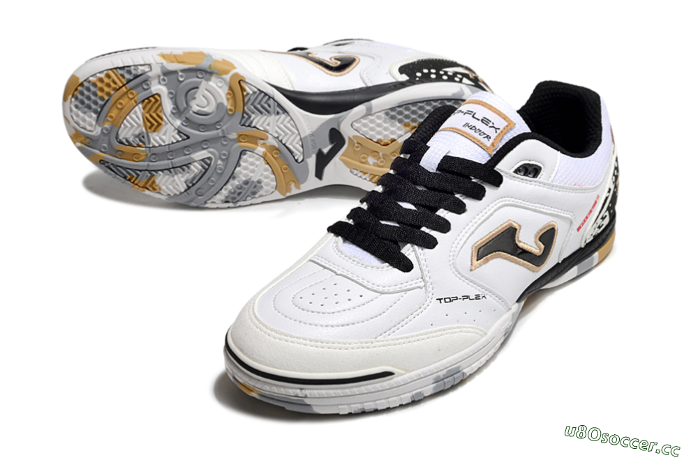 Men's Joma Top Flex IC Indoor & Futsal Low-Tops Football Shoes - White/Black/Gold 3