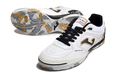 Men's Joma Top Flex IC Indoor & Futsal Low-Tops Football Shoes - White/Black/Gold