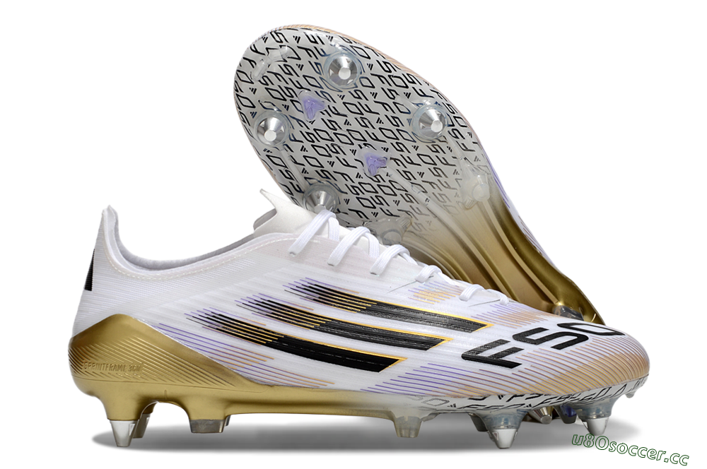 Men's Adidas F50 Elite SG Soft Ground Low-Tops Football Boots - White/Black/Gold 2