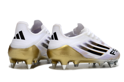 Men's Adidas F50 Elite SG Soft Ground Low-Tops Football Boots - White/Black/Gold