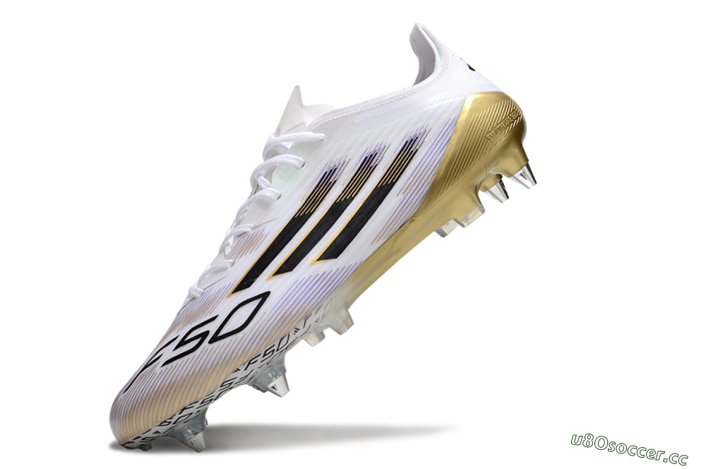 Men's Adidas F50 Elite SG Soft Ground Low-Tops Football Boots - White/Black/Gold 5