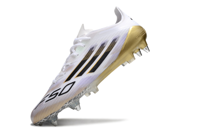 Men's Adidas F50 Elite SG Soft Ground Low-Tops Football Boots - White/Black/Gold
