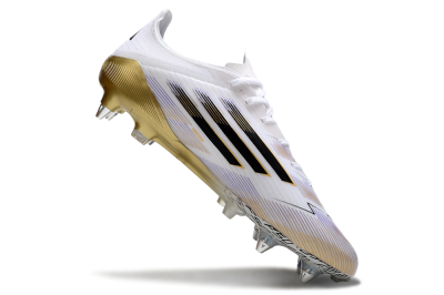 Men's Adidas F50 Elite SG Soft Ground Low-Tops Football Boots - White/Black/Gold