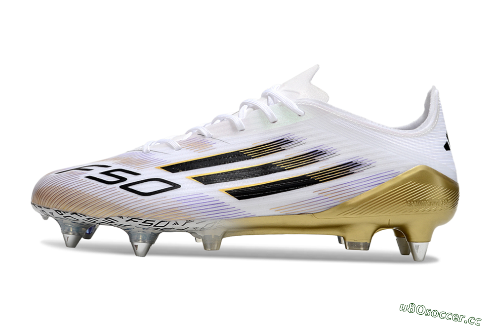 Men's Adidas F50 Elite SG Soft Ground Low-Tops Football Boots - White/Black/Gold 0
