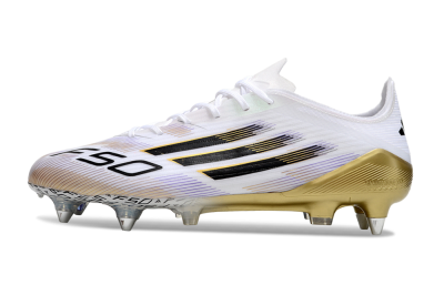 Men's Adidas F50 Elite SG Soft Ground Low-Tops Football Boots - White/Black/Gold