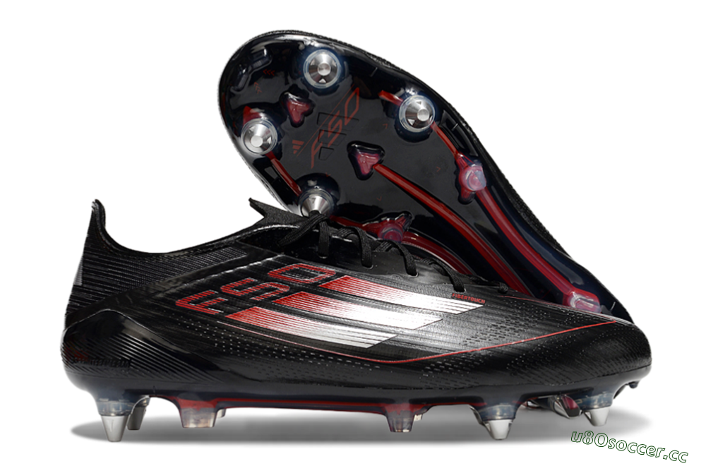 Men's Adidas F50 Elite SG Soft Ground Low-Tops Football Boots - Black/Silver/Red 2