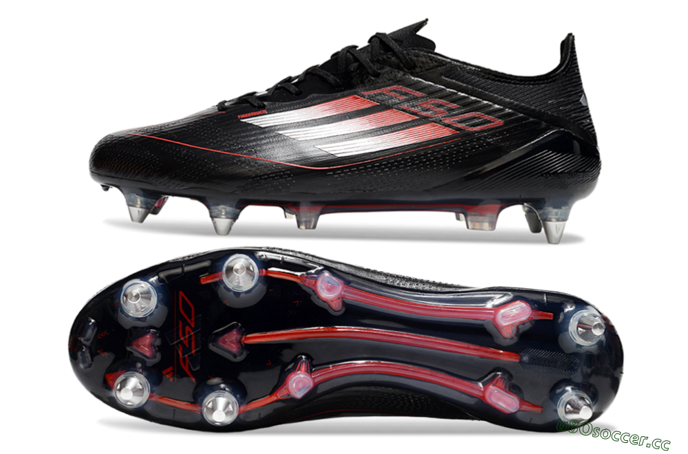 Men's Adidas F50 Elite SG Soft Ground Low-Tops Football Boots - Black/Silver/Red 1
