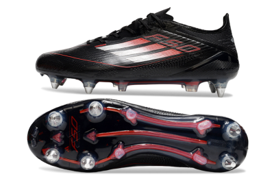 Men's Adidas F50 Elite SG Soft Ground Low-Tops Football Boots - Black/Silver/Red