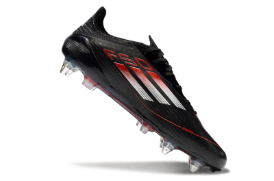 Men's Adidas F50 Elite SG Soft Ground Low-Tops Football Boots - Black/Silver/Red