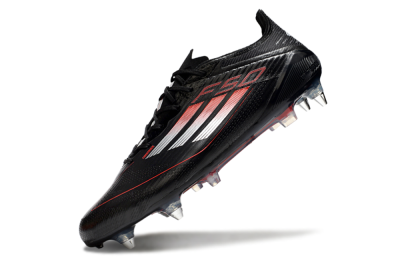 Men's Adidas F50 Elite SG Soft Ground Low-Tops Football Boots - Black/Silver/Red