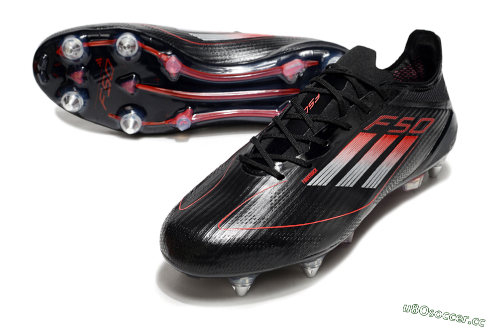 Men's Adidas F50 Elite SG Soft Ground Low-Tops Football Boots - Black/Silver/Red 3