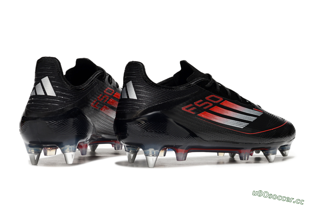 Men's Adidas F50 Elite SG Soft Ground Low-Tops Football Boots - Black/Silver/Red 6