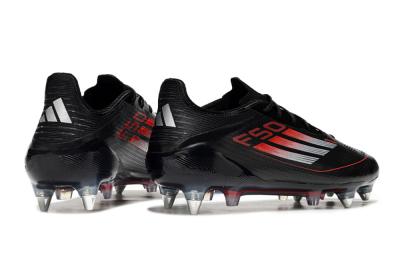 Men's Adidas F50 Elite SG Soft Ground Low-Tops Football Boots - Black/Silver/Red