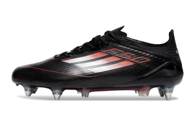 Men's Adidas F50 Elite SG Soft Ground Low-Tops Football Boots - Black/Silver/Red