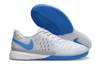 Men's Nike Lunar Gato 2 IC Indoor & Futsal Low-Tops Football Shoes - Grey/Blue/White