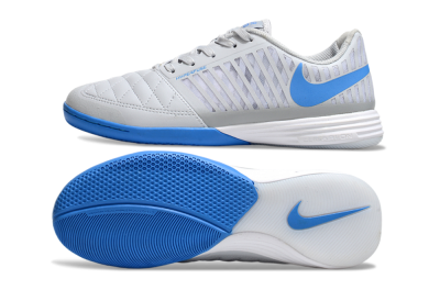 Men's Nike Lunar Gato 2 IC Indoor & Futsal Low-Tops Football Shoes - Grey/Blue/White
