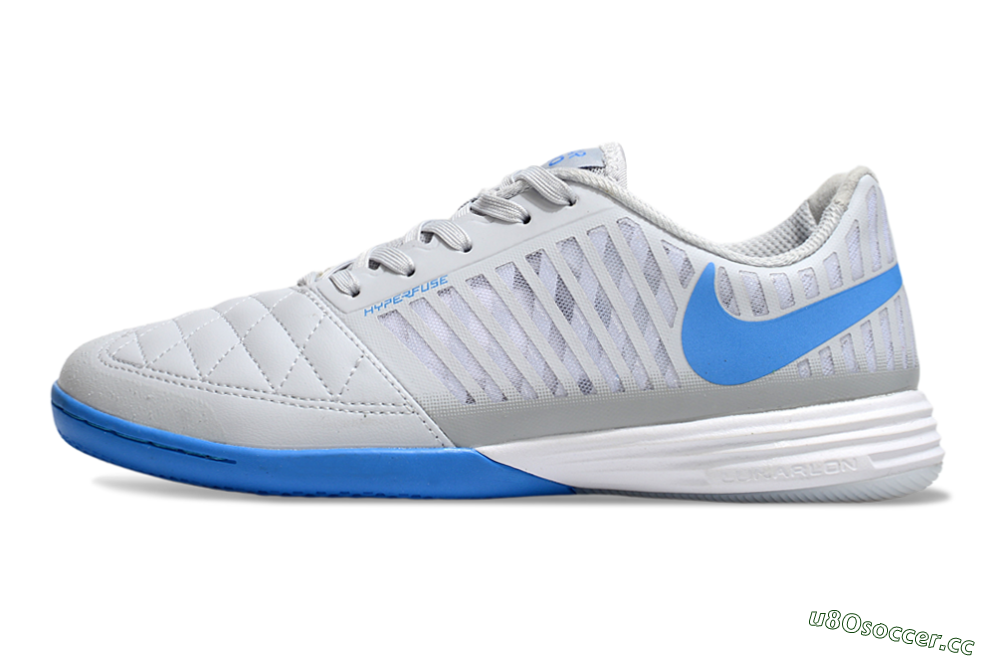 Men's Nike Lunar Gato 2 IC Indoor & Futsal Low-Tops Football Shoes - Grey/Blue/White 0