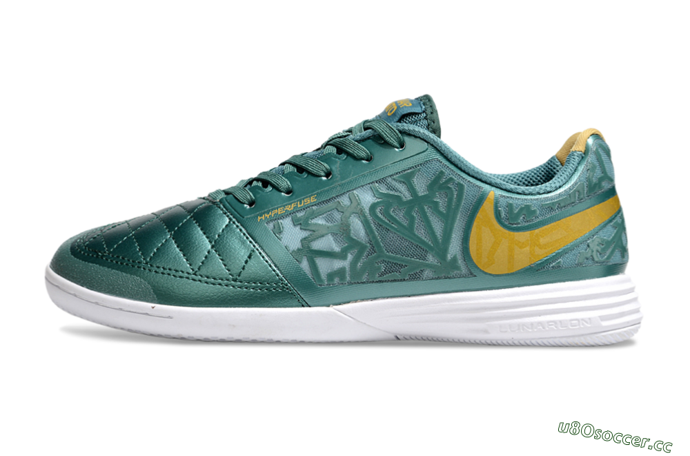 Men's Nike Lunar Gato 2 IC Indoor & Futsal Low-Tops Football Shoes - Green/Yellow/White 0