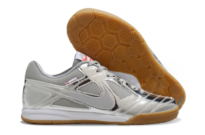 Men's Nike Street Gato IC Indoor & Futsal Low-Tops Football Shoes - Silver/White/Brown
