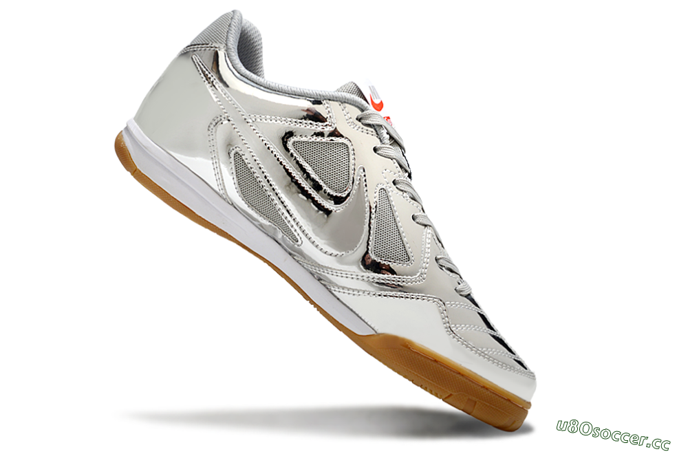 Men's Nike Street Gato IC Indoor & Futsal Low-Tops Football Shoes - Silver/White/Brown 4