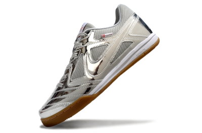 Men's Nike Street Gato IC Indoor & Futsal Low-Tops Football Shoes - Silver/White/Brown