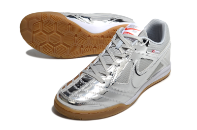 Men's Nike Street Gato IC Indoor & Futsal Low-Tops Football Shoes - Silver/White/Brown