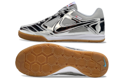Men's Nike Street Gato IC Indoor & Futsal Low-Tops Football Shoes - Silver/White/Brown