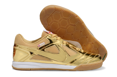 Men's Nike Street Gato IC Indoor & Futsal Low-Tops Football Shoes - Gold/White/Brown