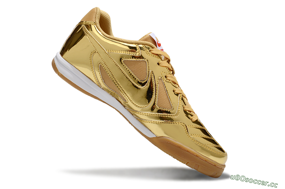 Men's Nike Street Gato IC Indoor & Futsal Low-Tops Football Shoes - Gold/White/Brown 4