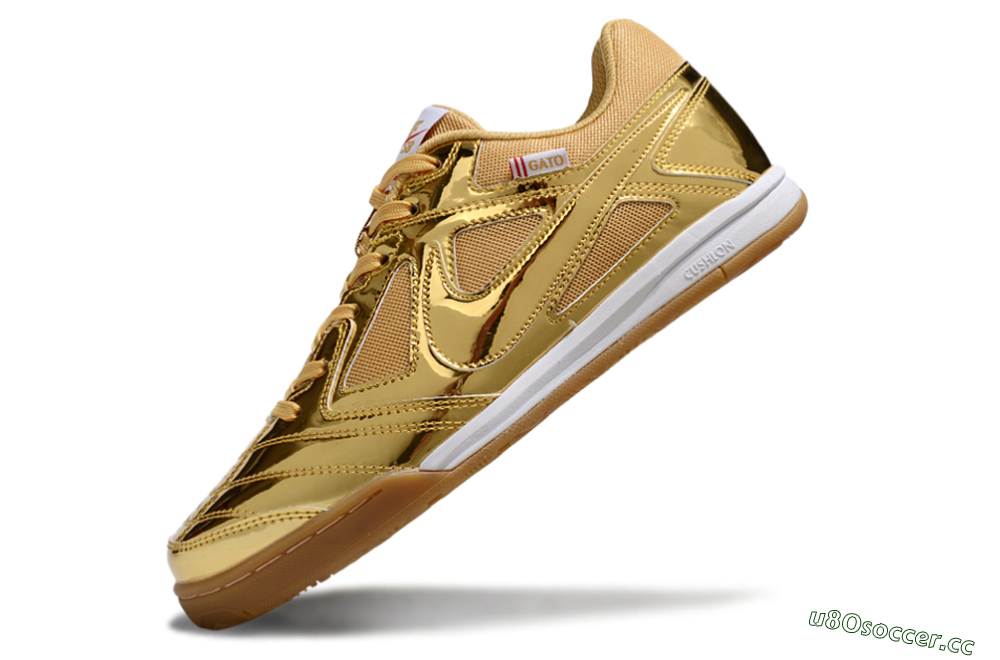 Men's Nike Street Gato IC Indoor & Futsal Low-Tops Football Shoes - Gold/White/Brown 5