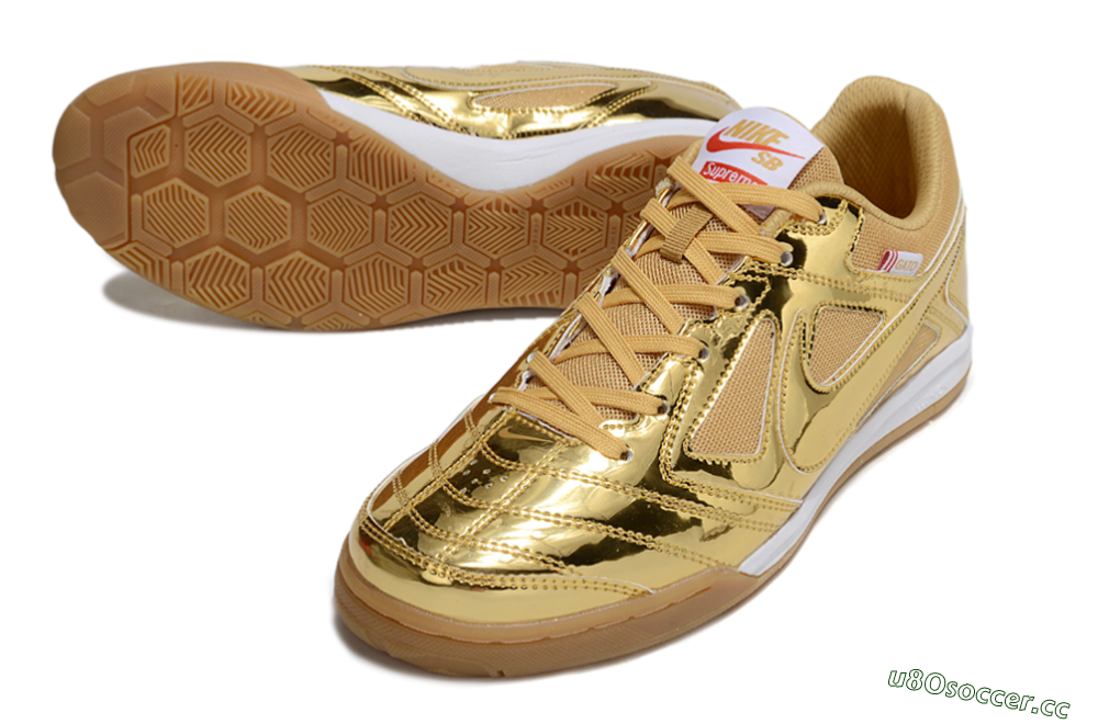 Men's Nike Street Gato IC Indoor & Futsal Low-Tops Football Shoes - Gold/White/Brown 3